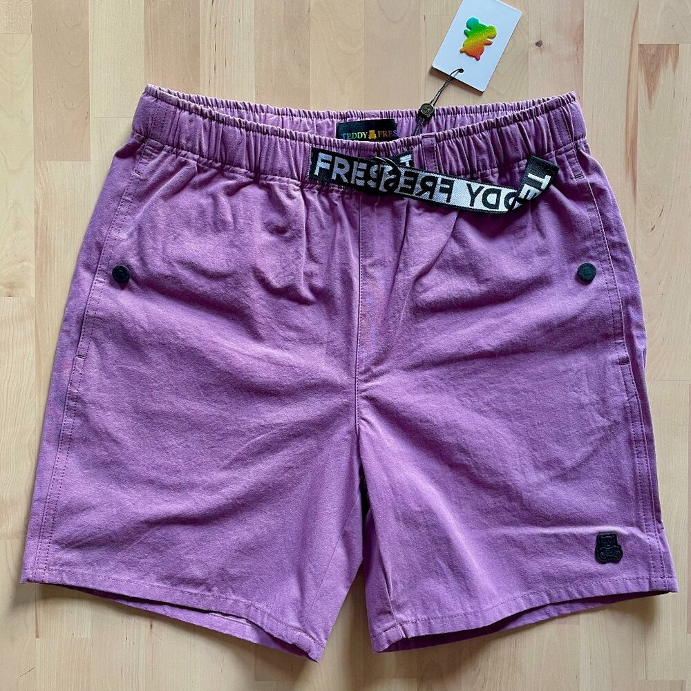 Teddy Fresh Purple Poplin Shorts w/ Built-in Adjustable Webbing Belt size XS NWT